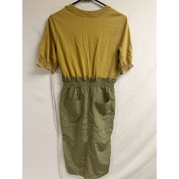 Womens Short puff Sleeve Cropped Pants Jumpsuit Olive Brown Size Small - Picture 11 of 11